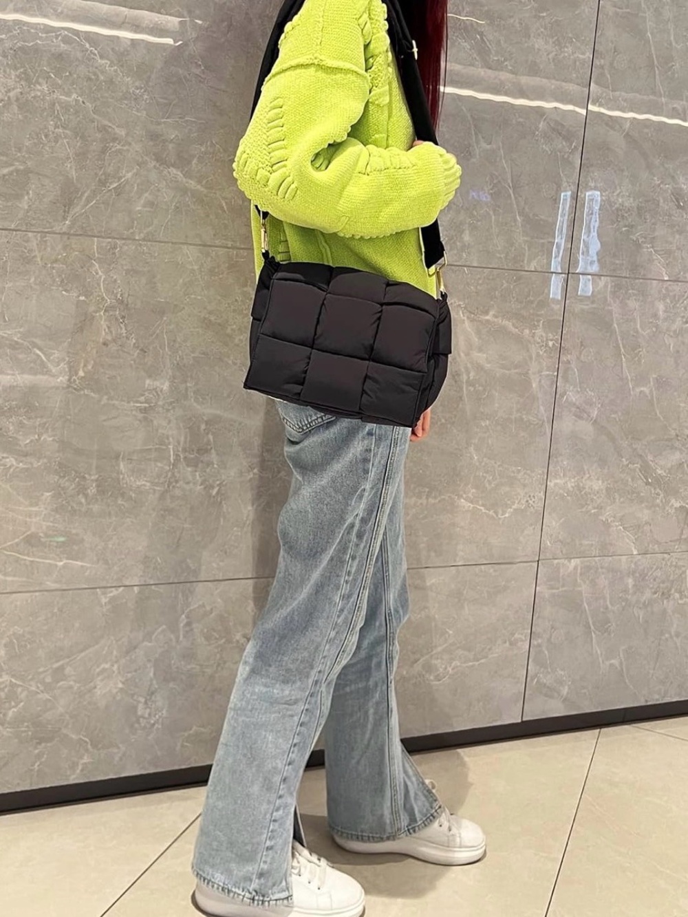 Quilted Puffer Crossbody Bag in Black - Picture 2 of 4